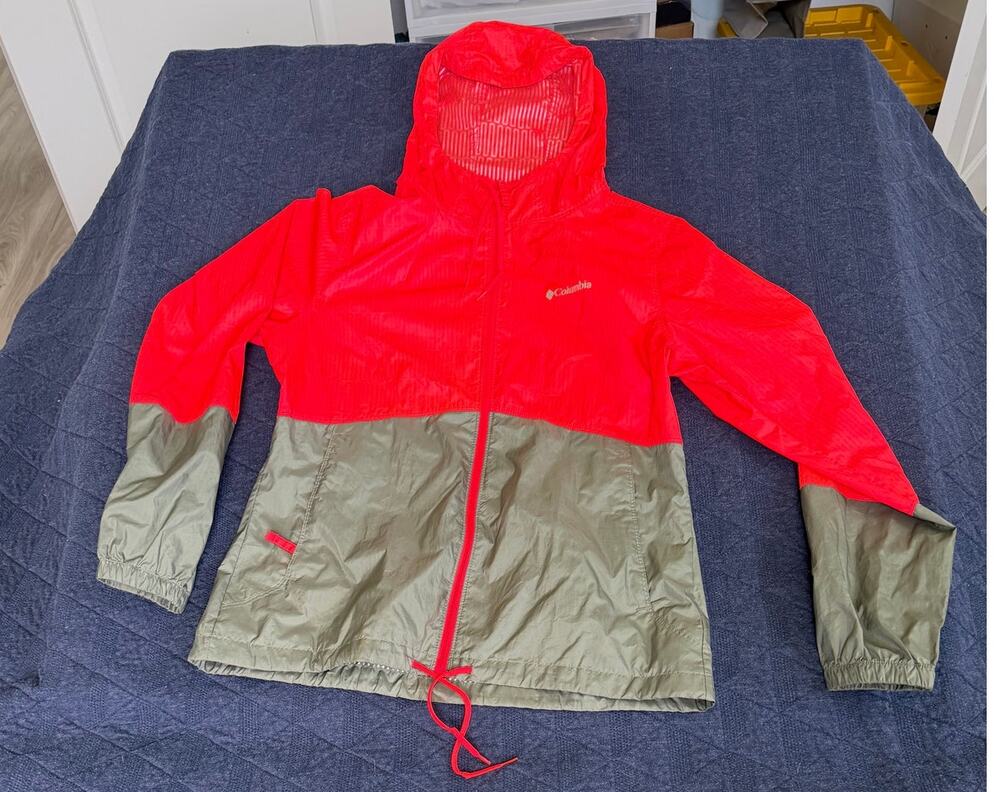 Columbia Women's Thermal Coil Hooded Colorblock Jacket Red Gray M KL3014